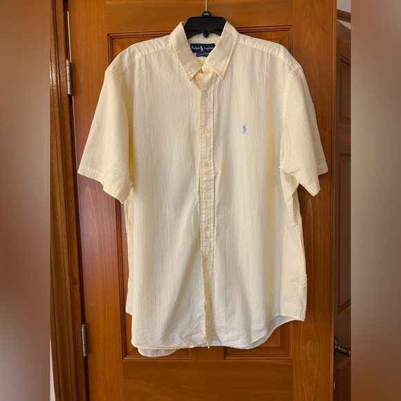Ralph Lauren Men's XL Yellow  Seersucker Button-Up Shirt Preppy Summer Beachy - Picture 1 of 7